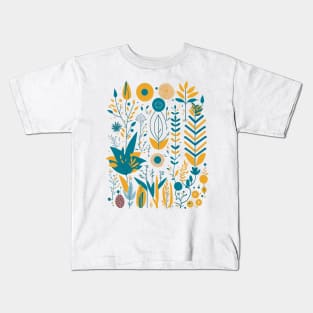 Bohemian Style Floral Shapes Kids T-Shirt